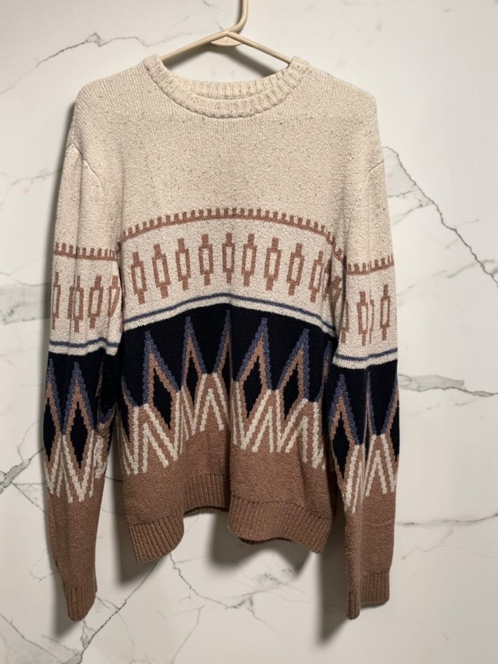 Old Navy XL Crewneck Sweater - Cream, Brown & Navy NWOT